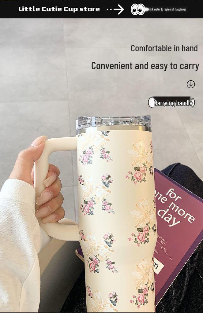 High-Capacity 316 Stainless Steel Insulated Straw Cup with Handle - Stylish New 2026 Design for Women