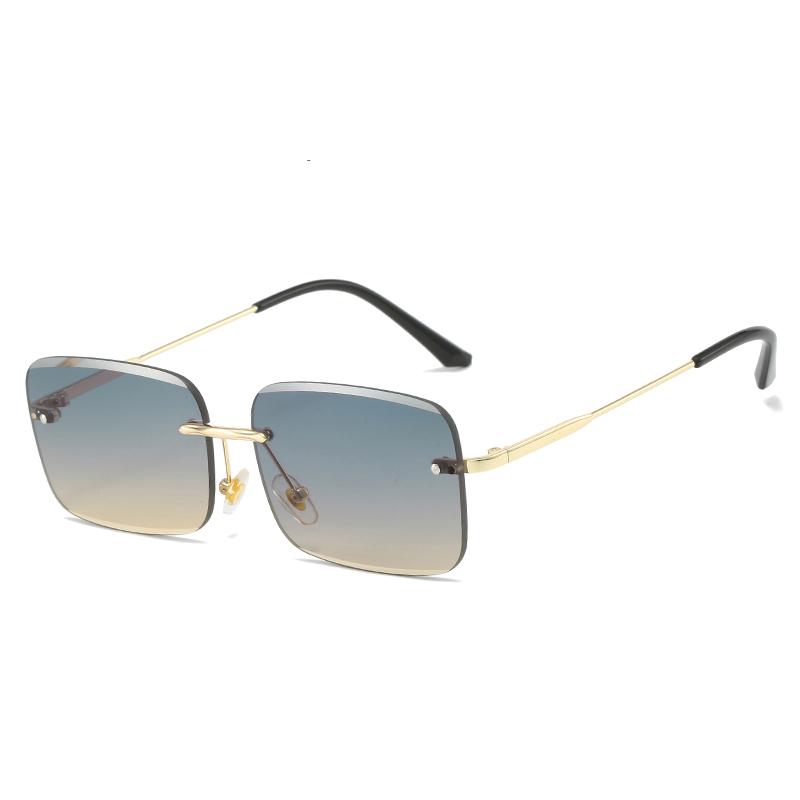 Ретро Безободковые Солнцезащитные Очки Женские Дизайнерские Безободковые Градиентные Солнцезащитные Очки Модные Оттенки Режущая Линза Металлические Очки