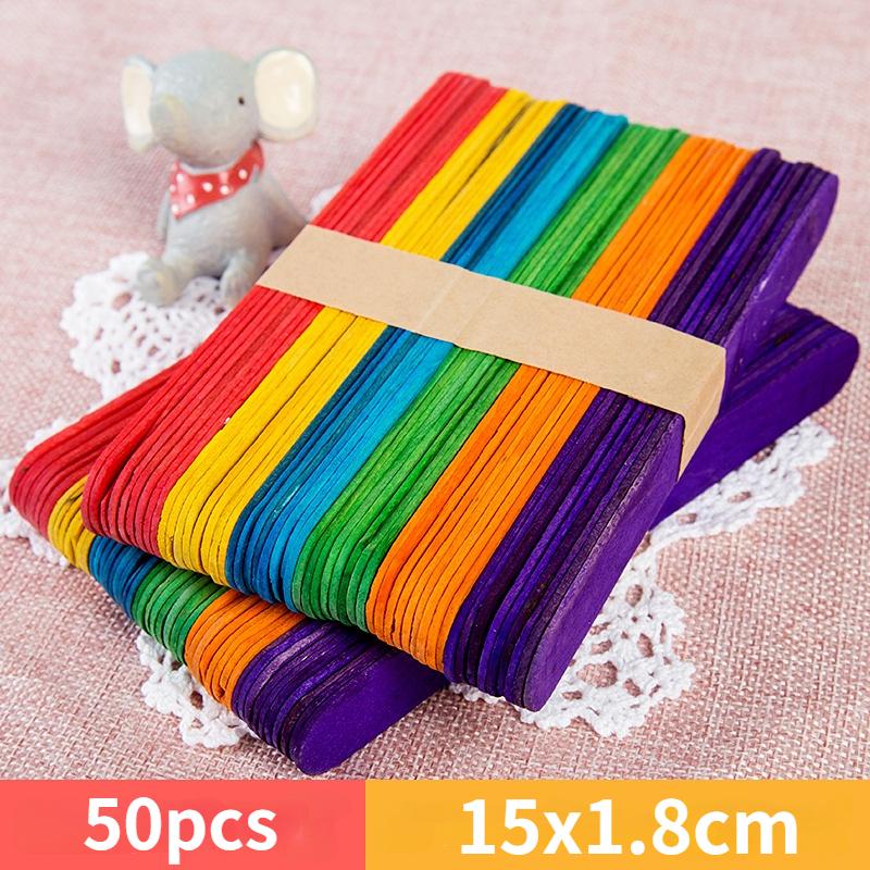 Художественные креативные 50 шт., деревянные палочки «сделай сам», ручные поделки, палочки для мороженого, красочные развивающие игрушки для детей, материал ручной работы, подарок для детей