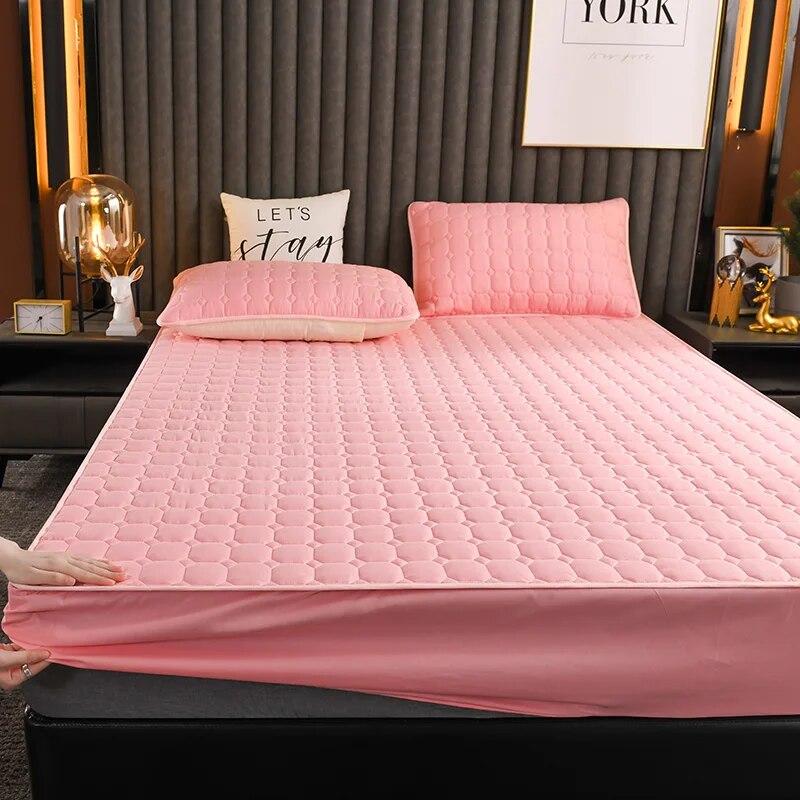 Толстая стеганая эластичная простыня наматрасник для двуспальной кровати, мягкий теплый наматрасник с глубокими карманами, 160*200, зима