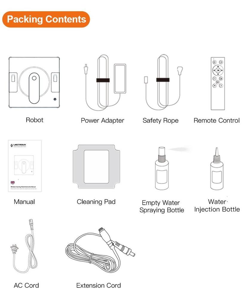 LIECTROUX YW509 Robot Window Cleaner, Double Water Tank, 3000Pa Suction Power, Smart Path Planning, Remote Control