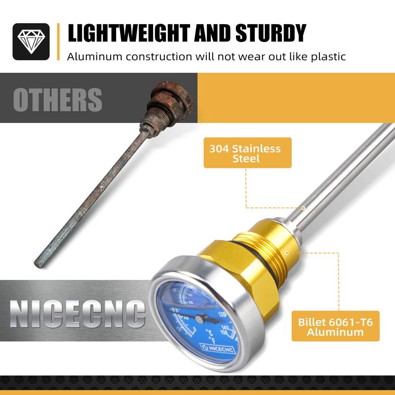 NICECNC For Suzuki DRZ400 DRZ400S DRZ400SM DR-Z 400 S SM 2000-2024 Aluminum Motorcycle Oil Temperature Thermometer Dipstick