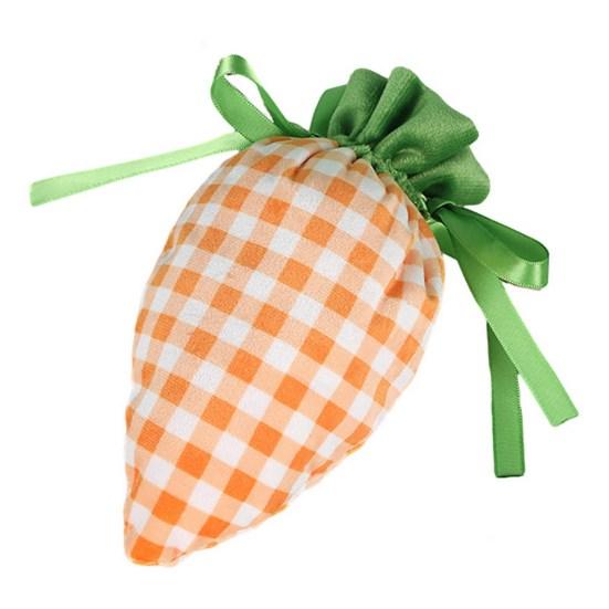 Easter Plaid Carrot Gift Bag Portable Cute Radish Shape Goodies Snack Present Treat Candy Drawstring Bag Happy Easter Festival Gift