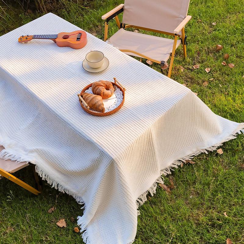 Этнический узор Скатерть для улицы - Водонепроницаемый коврик для пикника для кемпинга, пляжа, пола палатки, торговой палатки и богемного домашнего декора Накидка на стол