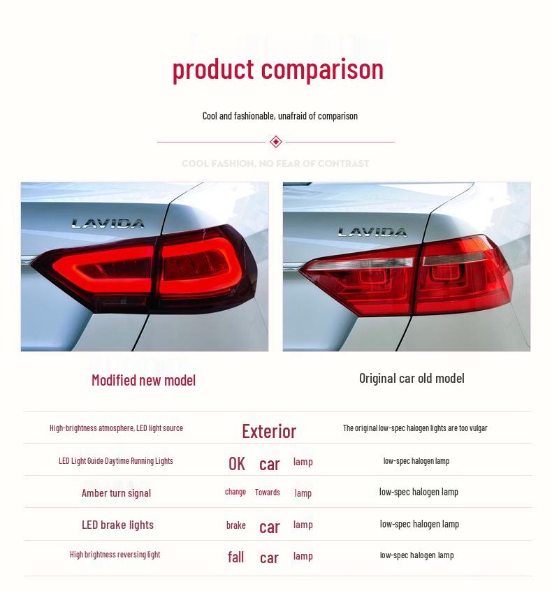 LED Taillight Assembly for 12-14 Volkswagen New Lavida - Daytime Running & Brake Light Upgrade