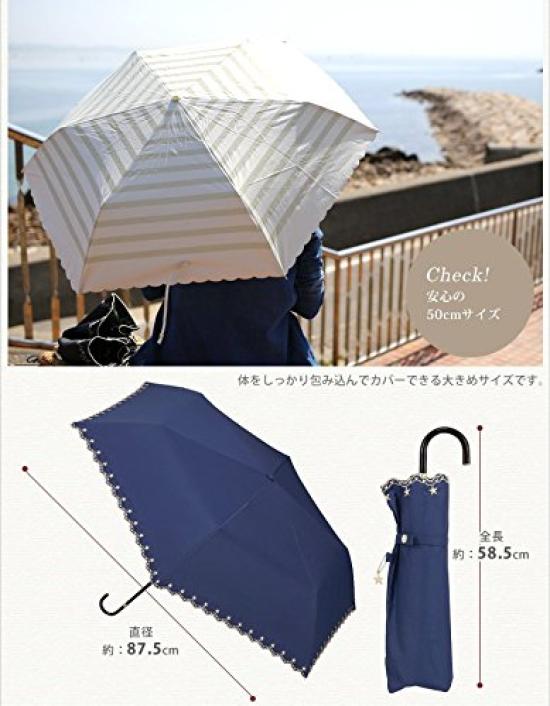 Parasol Shade Star Pattern Scallop Mini Black 50cm Completely Blackout UV Protection For Both Sunny and Rainy Folding Umbrella [2022] Wpc. 100%