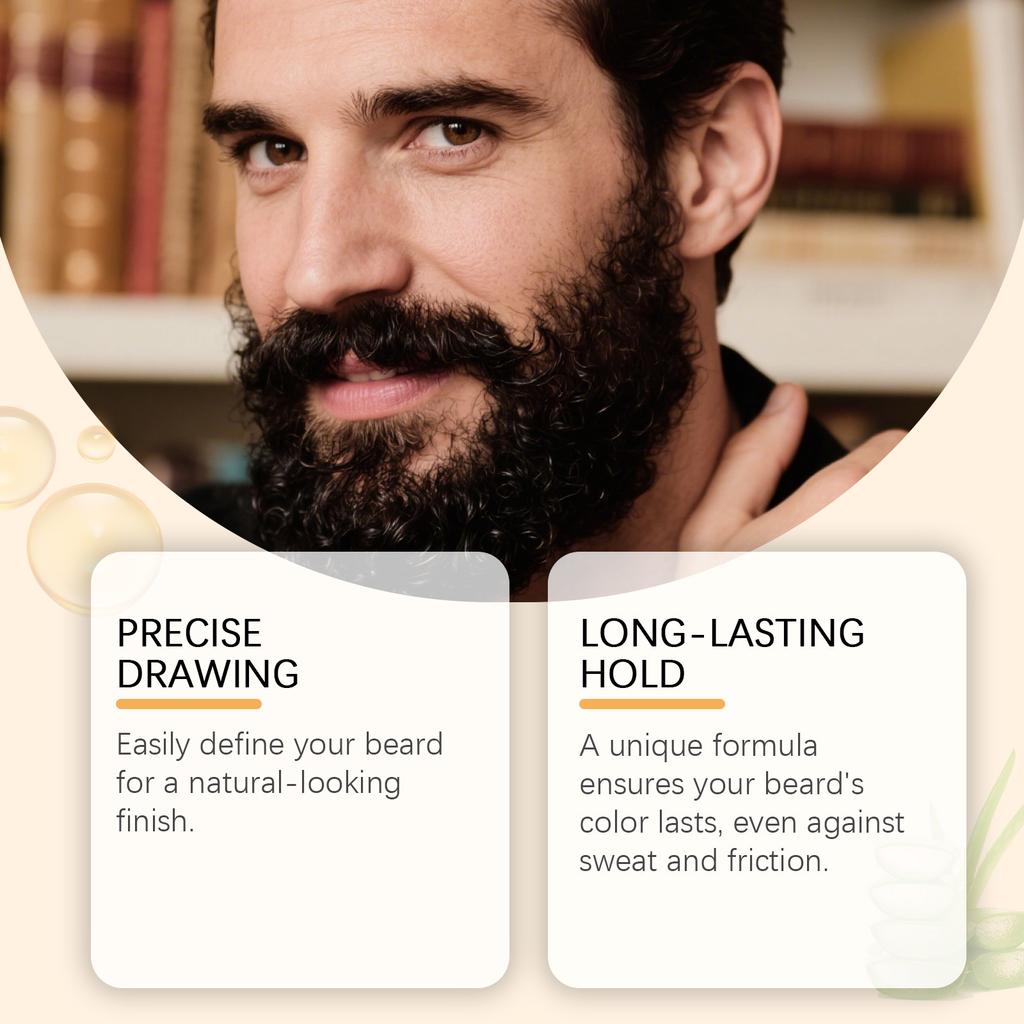 Black beard filler pen: thick, natural-looking, long-lasting, and colorfast, effectively covering gaps and boosting confidence