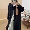 Baby Doll Collar Single-breasted Double-sided Wool Coat for Women Long Plate Buttoned Off Shoulder Sleeves Double-sided Cashmere Plus