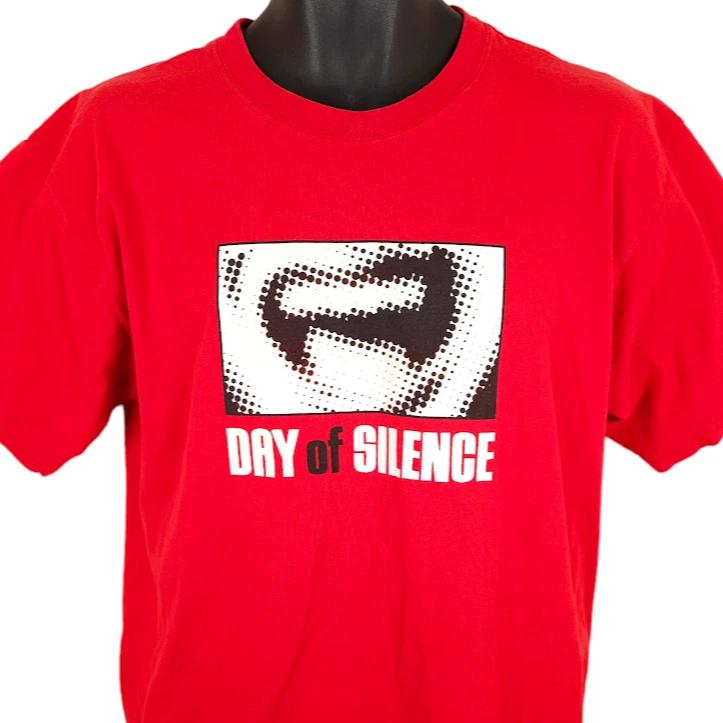 Vintage Day Of Silence 100% Cotton T-shirt Mens Tees Top Mens Size Large Red Y2K LGBTQ+ Activism GLSEN