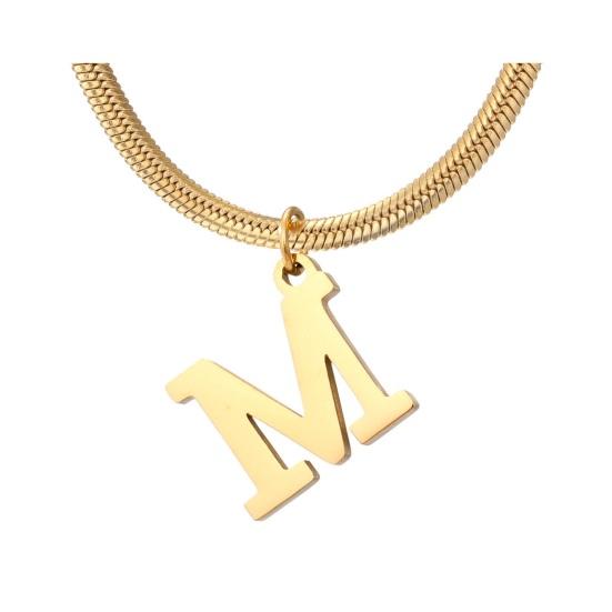 Ожерелье с подвеской в виде буквы, цепочка из змеиной кости, инициал, регулируемый с удлиненной цепочкой, позолоченный