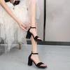 Open-toed Thick-heeled Women's Sandals Summer New Versatile Fashion Fairy One-word Buckle High Heels Woman