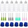 6Pcs Applicator Bottles, 30ml Plastic Squeezable Dropper Bottles with Blunt Needle Tip for Glue Applications, Paint Quilling Craft and Oil