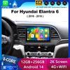 Android 14 Carplay Auto Для Hyundai Elantra 6 2016 2017 2018 Автомагнитола Мультимедийный Видеоплеер Стерео GPS WIFI+4G BT Камера 360