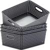 1Pcs Plastic Storage Box Hollowed Out Side Woven Simple Storage Organizer Basket, Home Goods Kitchen Sundry Boxes