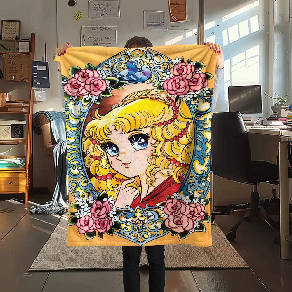 1PC Candy Candy Print Flannel Blanket, High quality All Seasons, Home Decor, Warmth and Comfort, Perfect for Christmas Gifts