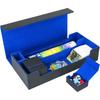 Large Capacity Deck Case, Playmat Case, Trading Card Case, Magnetic Loader, Storage Box for 600 Cards, PU Leather (Black & Blue)