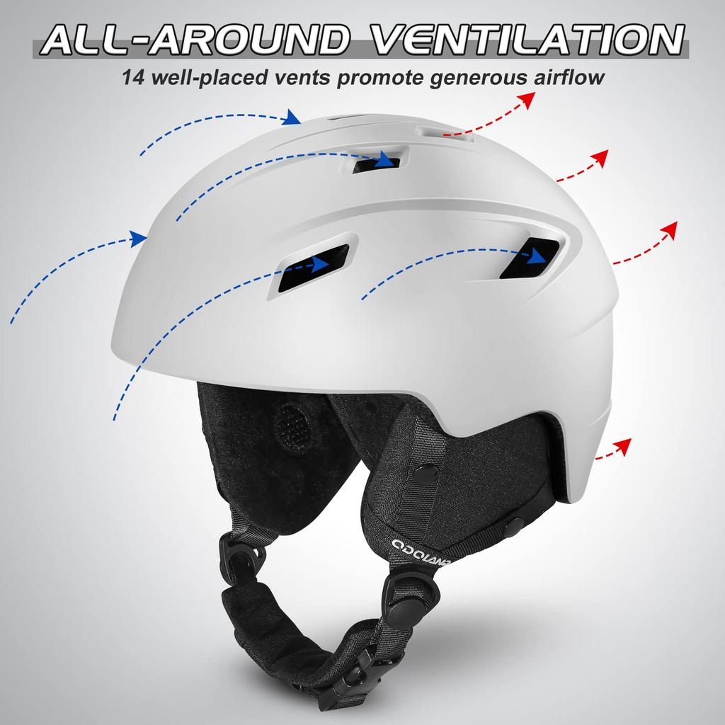Комплект лыжного шлема Odoland со сноубордическими очками с регулировкой размера, двойной сферической линзой, защитой от ударов и ультрафиолета, и размером L, очки, шлем, регулировка, совместимый, линза,