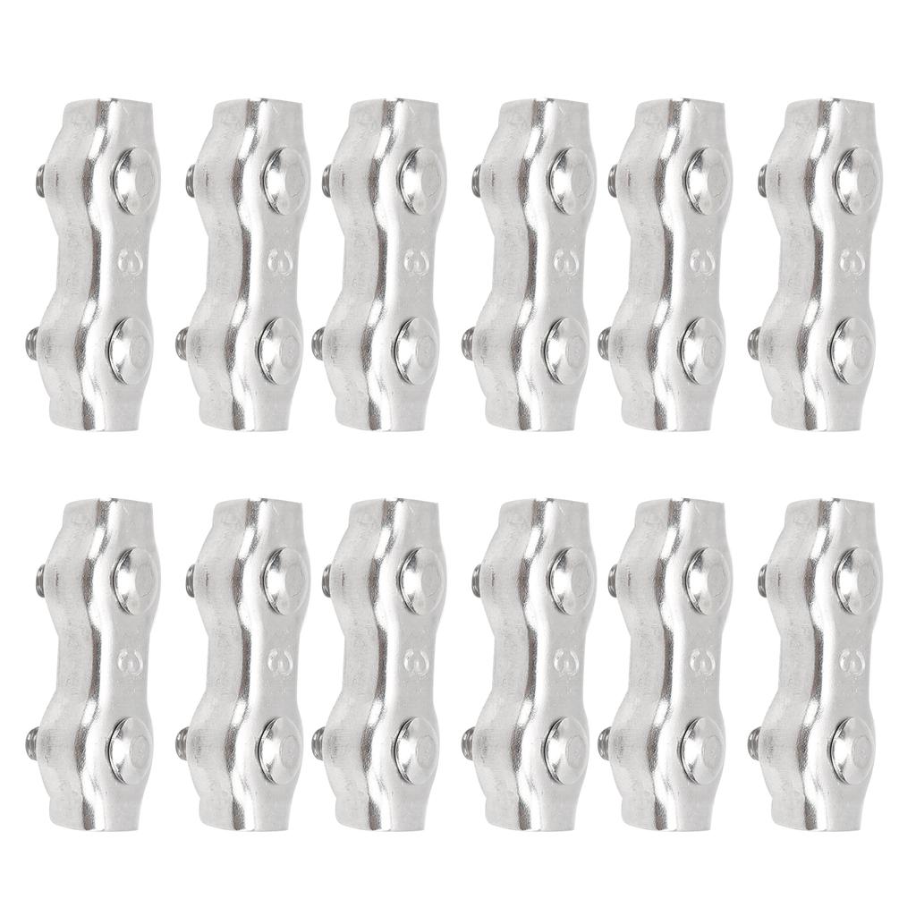 M3 12Pcs Stainless Steel Wire Rope Clips Double Grips Cable Clamps Fixing Wirerope Clips