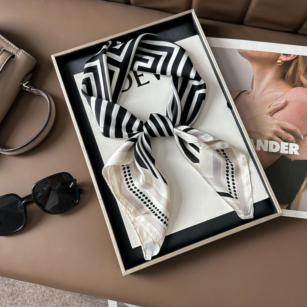 Шелковый шарф премиум-класса с принтом в корейском стиле - Универсальный модный аксессуар