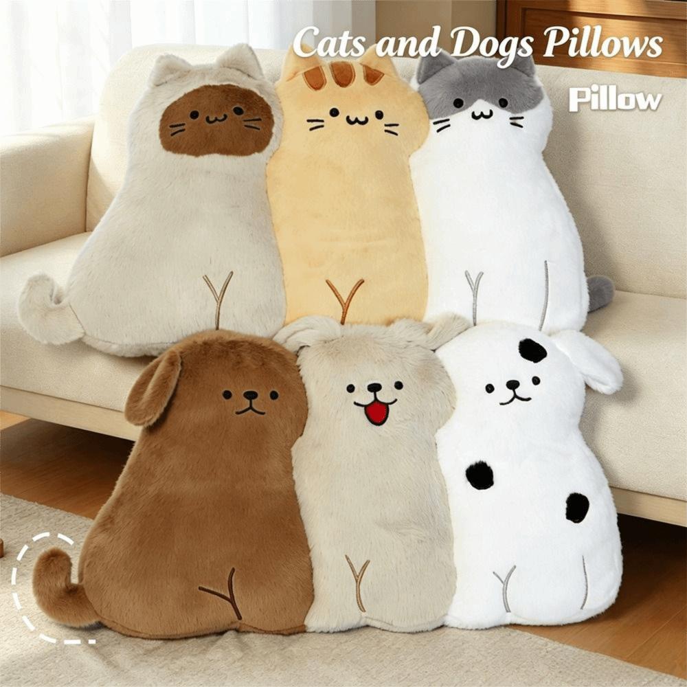 Cute Cartoon Plush Throw Pillow Soft Fluffy Decorative Sofa Pillow Cat Dog Plush Toy Home Decor