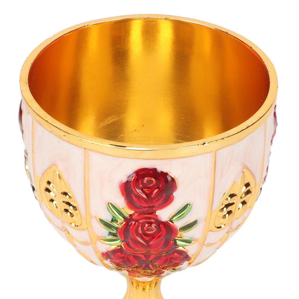 Gold Chalice 4 Inch High Zinc Alloy Retro EmNaBossed Flower Pattern Elegant Pimp Cup for Party Banquet Bar