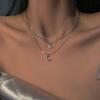 Summer Pearl Double Layer Heart Necklace - Women's Luxurious Layered Clavicle Chain Choker