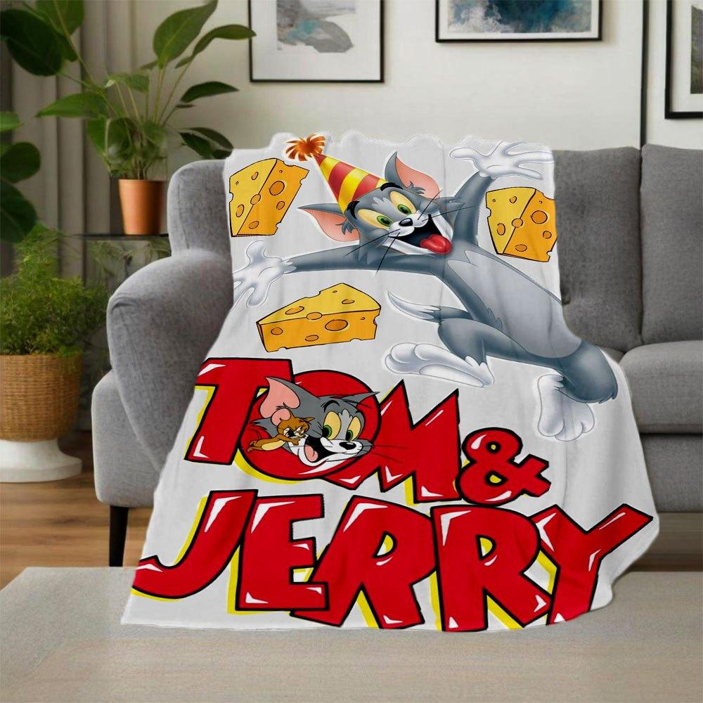 Tom & Jerry Phone Case CoverBlanket Flannel Throw Blanket for Sofa, Bed, Travel, Camping, Office