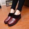 Winter Cotton Shoes, Middle-aged and Elderly Women's Shoes, Flat-bottomed Plus Velvet Warm Leather Shoes for The Elderly, Soft-soled and Non-slip