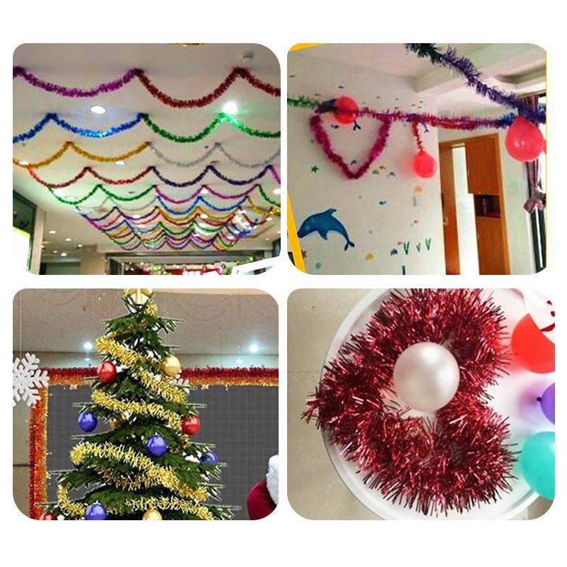 2 м блестящая рождественская мишура, проволочная гирлянда, украшение для рождественской елки, металлическая проволочная лента, подвесная новогодняя рождественская гирлянда, домашний декор