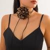 Accessories, Simple Ins Leopard Print Flower Knotted Necklace Women, Fashionable Design Flower Choker