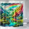 Яркая тканевая шторка для душа с рисунком, Тема: Цветные горы, 72" Ш x 72" Д, Водонепроницаемая, 12 крючков