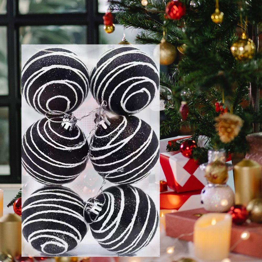 6pcs 6cm Christmas Balls Round Hanging Ball Decoration Gifts Window Dress Up Balls  Party Holiday