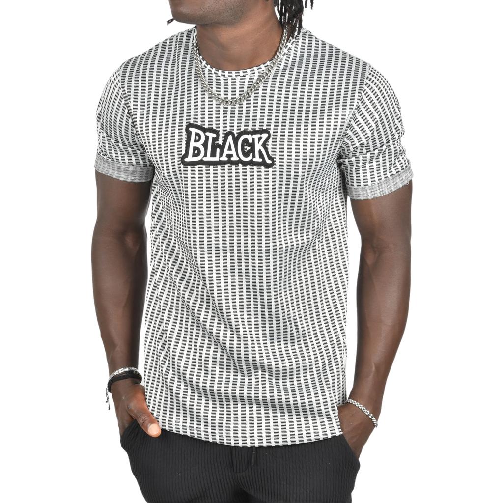 Футболка приталенного кроя с рисунком DeepSEA и черной текстовой вышивкой спереди 2403197