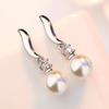 925 Sterling Silver Elegant Pearl Earrings Connected with Zircon for Wemon Wedding Gift S-E183