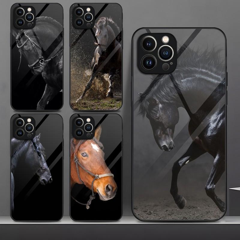 Доминирующий Крутой Конь Чехол для Телефона Закаленное Стекло Для IPhone 13 12 11 14 Pro Max Mini X XR XS 8 7 6s Plus SE 2020 Обложка