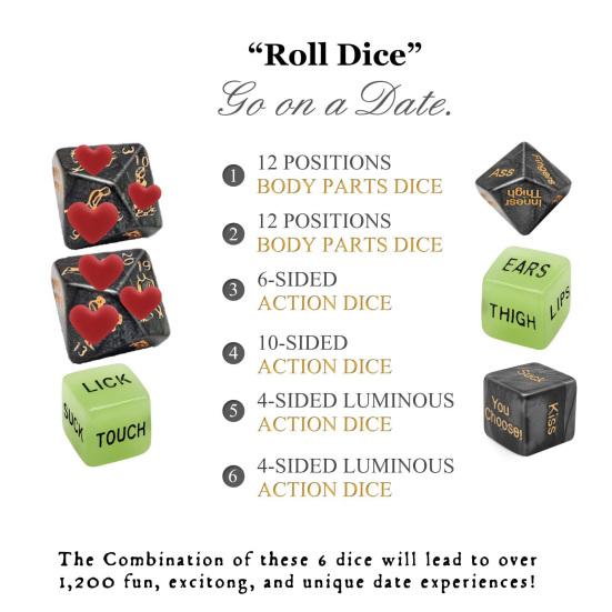 6 шт./набор игральных костей для пары, набор игральных костей для свиданий, 6/10/12 сторон, игральные кости для определения позиции поведения, подарок на День святого Валентина, годовщина, девушка, парень, муж, жена