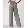 Повседневные женские брюки в полоску, летние свободные широкие брюки с завязками на резинке на талии, повседневные брюки-капри