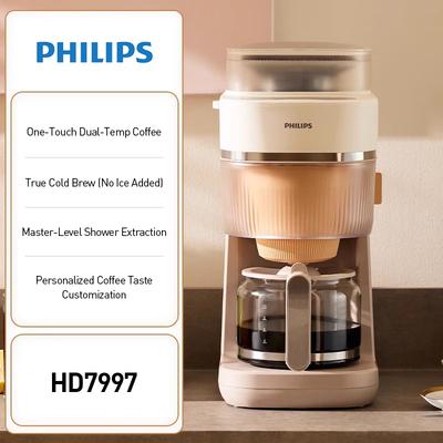 Philips Кофеварка Кофемашина HD7997 Двухтемпературная Кофемашина для помола и заваривания кофе в американском стиле