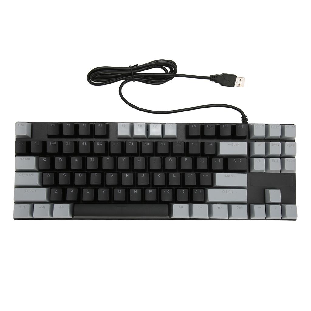 Mechanical Keyboard 87 Keys Blue RGB Backlit Contrast Color Ergonomic Wired Keyboard for Laptop Desktop PC