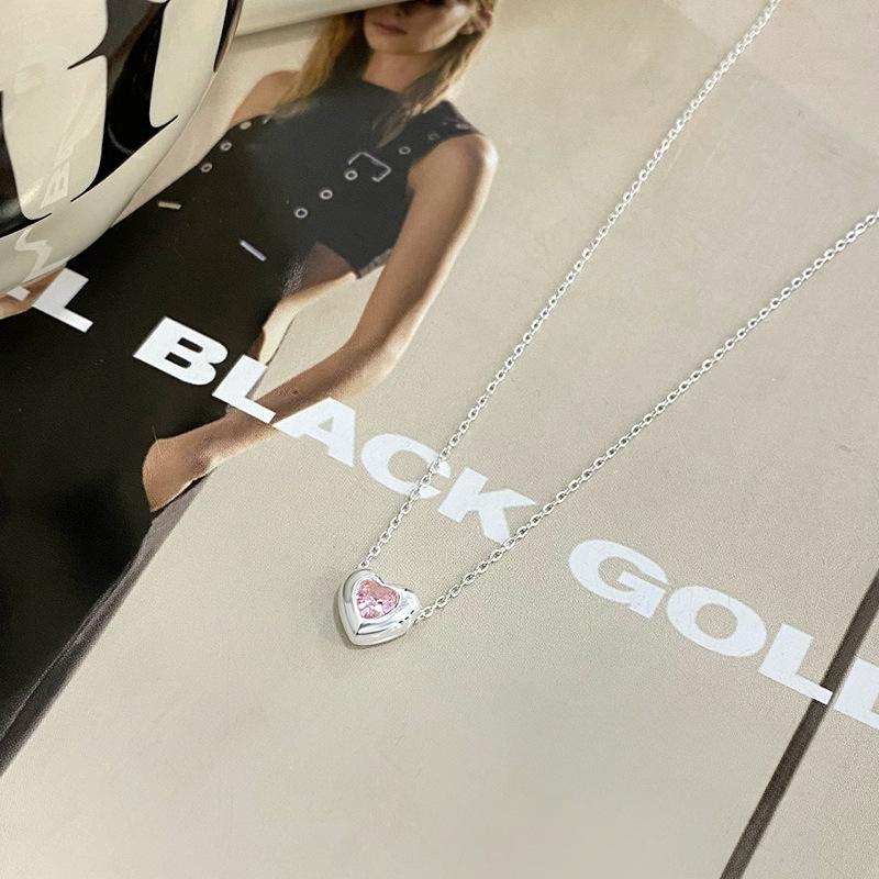 Персонализированное ожерелье Love с цветным камнем для женщин в стиле Inn, милый, крутой, универсальный, модный, цепочка для воротника