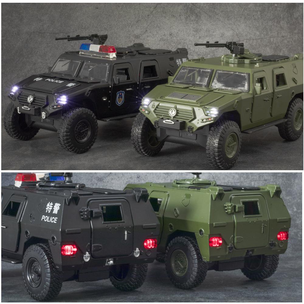 1/28 масштаб Dongfeng Warriors, литая под давлением модель автомобиля из сплава в стиле милитари, игрушечный грузовик с откатным механизмом со звуком и светом для детей и взрослых, подарочная коллекция
