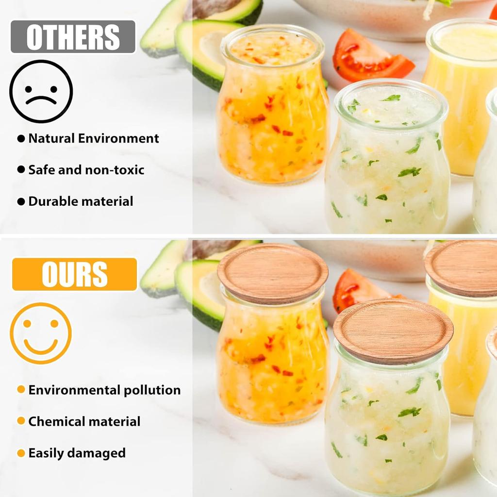 6 Pack Brown Wide Mouth Mason Jar Lids, Reusable Canning Lids With Silicone Seals, Wooden Material, Secure Fit & Seal