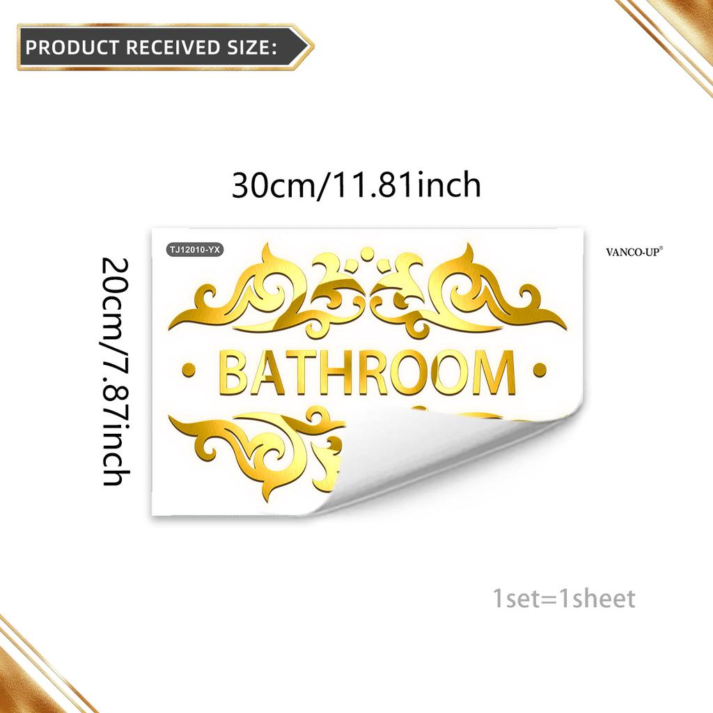 Tj12010 Расписанная вручную бронзирующая наклейка на дверь для ванной комнаты с английским узором, украшение, наклейка на стену с самоклеящейся основой для комнаты, спальни, фона