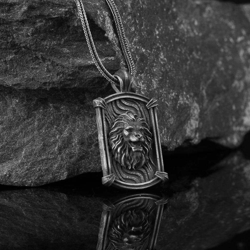 Leo Zodiac Sign Silver Pendant 925 Sterling Lion Fine Jewelry for Men, Men's Necklace Gift for Lover