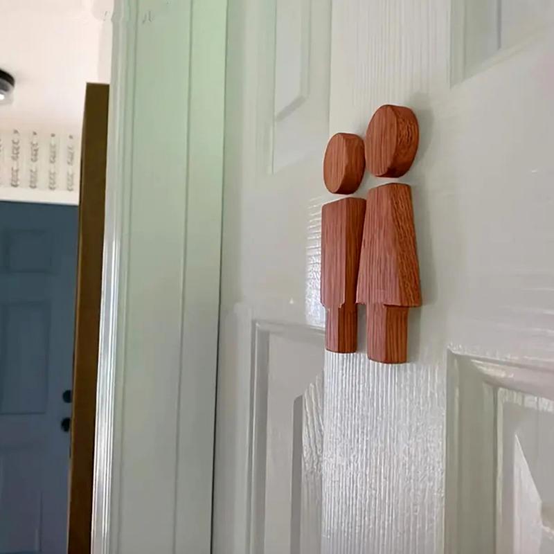 1 Set Wooden with Adhesive Backing Restroom Sign Toilet Decor Male & Female NEW Bathroom Wall Decor Toilet Sign