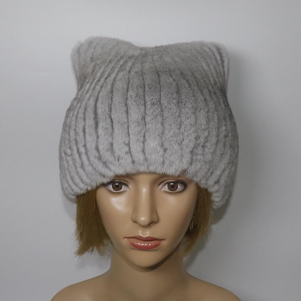 Зимняя модная меховая шапка для девочек, пушистая, теплая, из натурального меха кролика Рекс, шапки с кошачьими ушками, женская, толстая, хорошего качества, из меха кролика Рекс