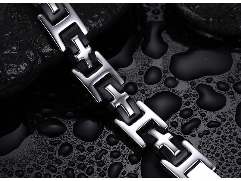 Titanium Steel Silicone Curved Bracelet for Men - Engravable Jewelry Accessory