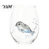 Stylish Nautical Themed Cup Marine Animal Theme Clear Glass Tumbler, Handcrafted Painted Glassware, Creative Iced Coffee Juice Unique Drinking