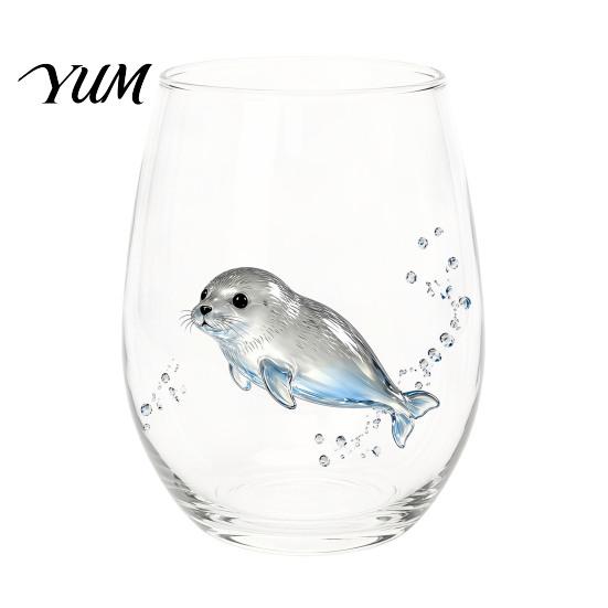 Stylish Nautical Themed Cup Marine Animal Theme Clear Glass Tumbler, Handcrafted Painted Glassware, Creative Iced Coffee Juice Unique Drinking