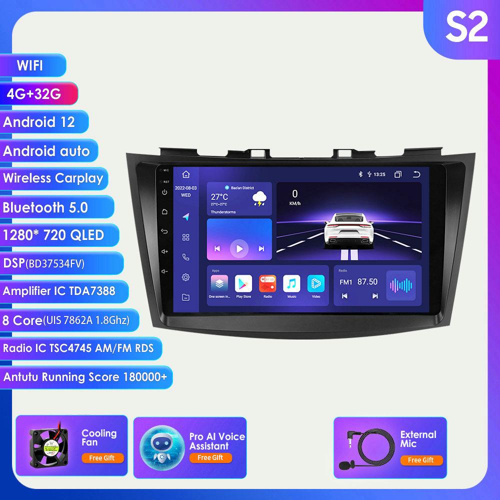 Carplay 4G Радио 2 Din Android 12 Автомобильный мультимедийный плеер для Suzuki Swift 4 2011-2015 GPS-навигация WIFI DSP 9 дюймов 2din Интеллектуальный экран AutoRadio